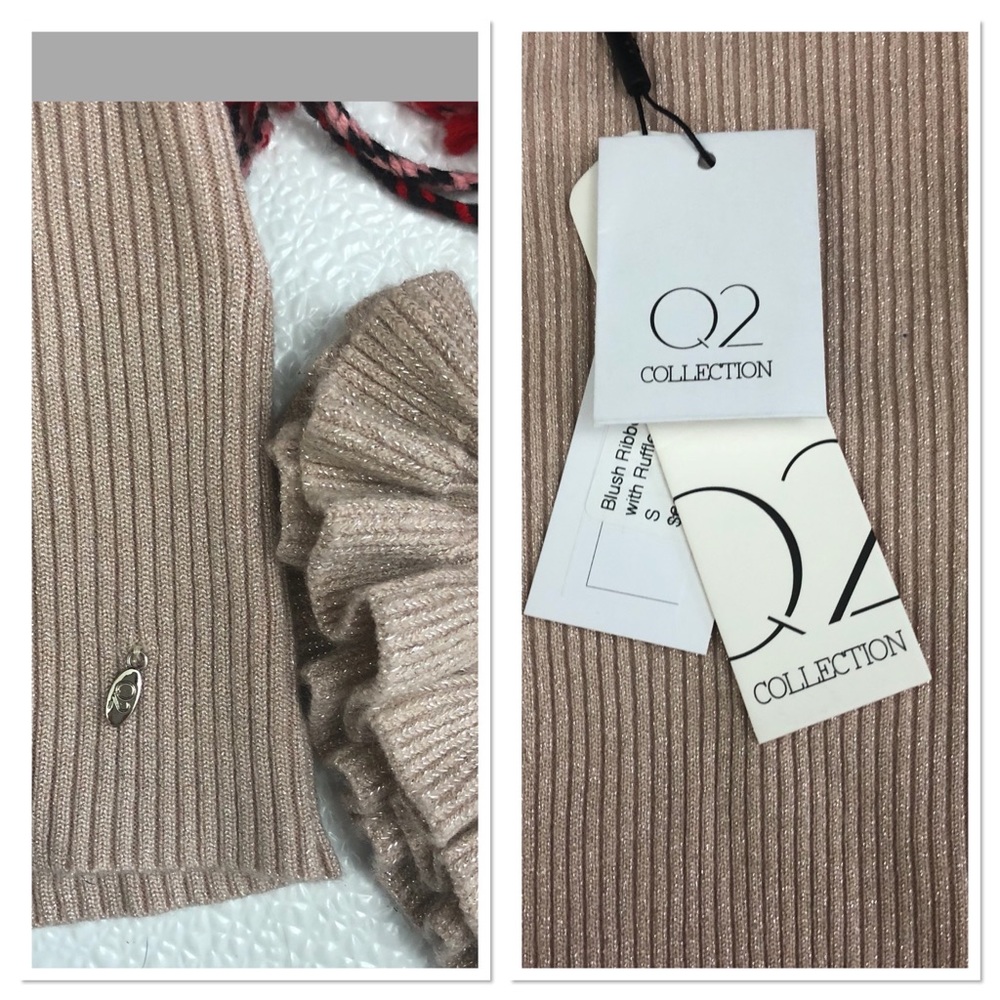 Q2 Boutique blush ribbed sweater ruffle sleeves - Picture 6 of 8